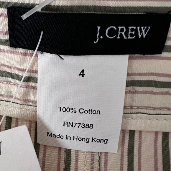 J Crew Skirt Beige Striped Cotton Pencil A Line Classic Career Women’s 4 New - Picture 8 of 10